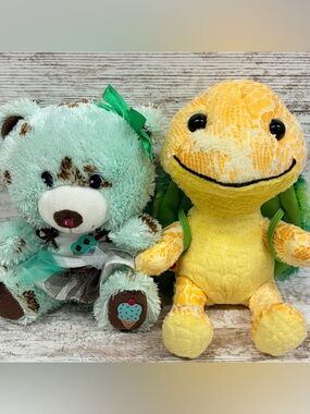 Build A Bear Smallfrys Sea Turtle 2013 & Mint Chip Bear 2012 Stuffed Animals Lot